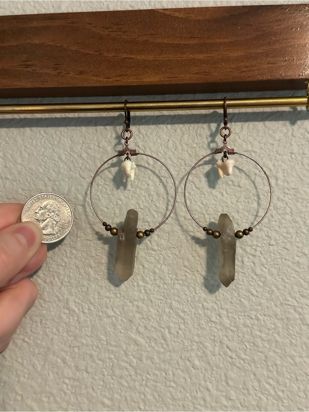 Copper Hoop Earrings with Smoky Quartz